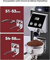 Vista 4 de Tuni G1 Conical Burr Coffee Grinder, 48 Grind Settings Anti-static Burr Mill, Precision Electronic Timer and LED Touchscreen for Espresso/Drip/Cold