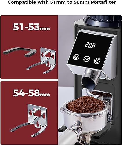 Miniatura 4 de Tuni G1 Molinillo de café cónico, 48 ajustes de molienda, molinillo de rebabas antiestático, temporizador electrónico de precisión y pantalla táctil