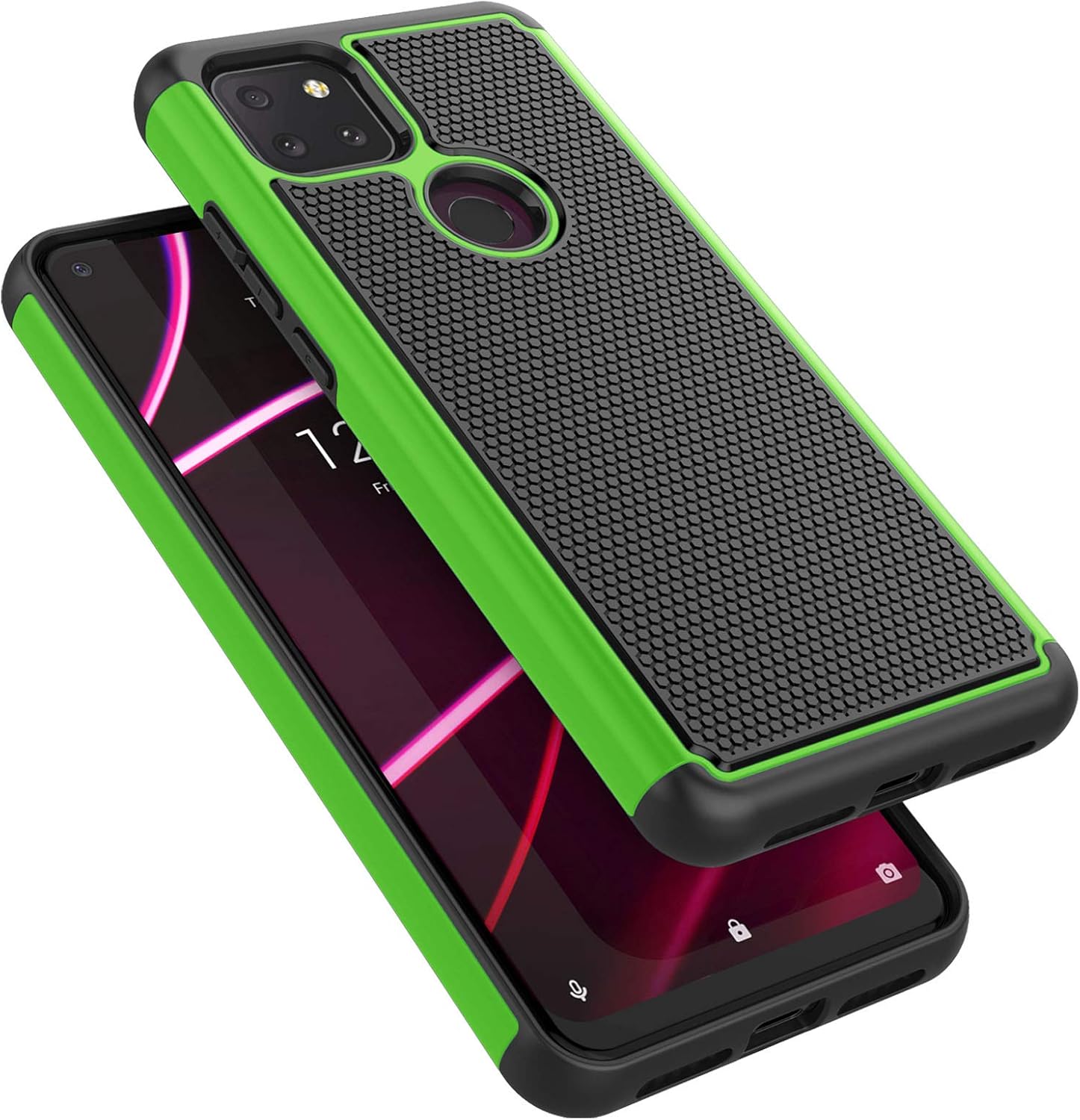 Tekcoo T-Mobile Revvl 5G Case, [5G Version] T-Mobile Revvl Cute Case, [Tmajor] Shock Absorbing [Green] Rubber Silicone & Plastic Scratch Resistant Bumper Grip Rugged Sturdy Hard Phone Cases Cover