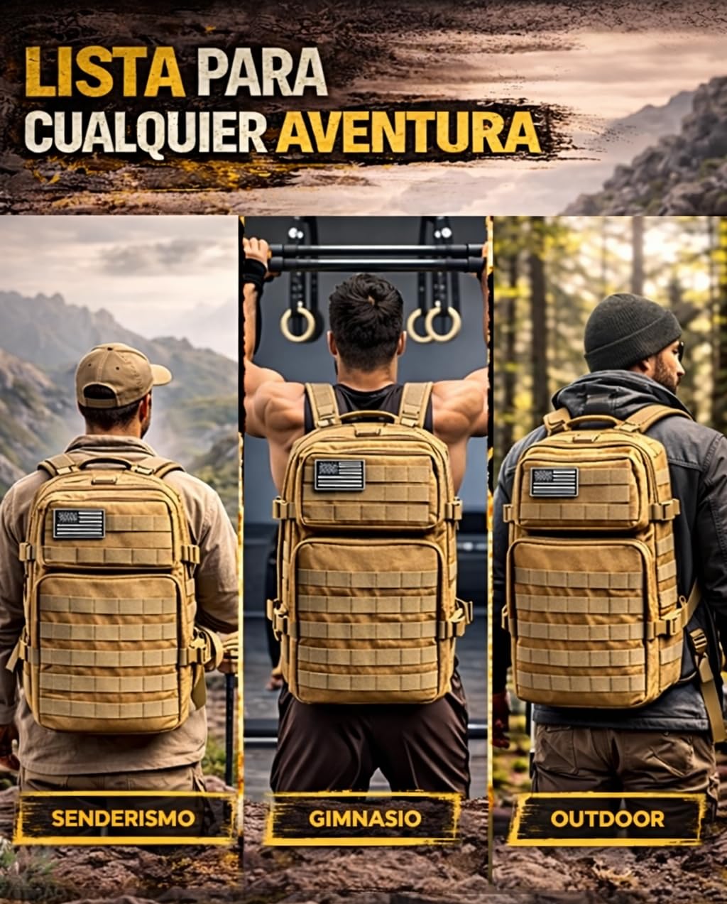Mochila Táctica 45L Militar - Impermeable, Gran Capacidad, Deportiva - Para Crossfit, Gimnasio, Supervivencia, Senderismo, Montaña, Caza, Viajes, Trekking (Verde)