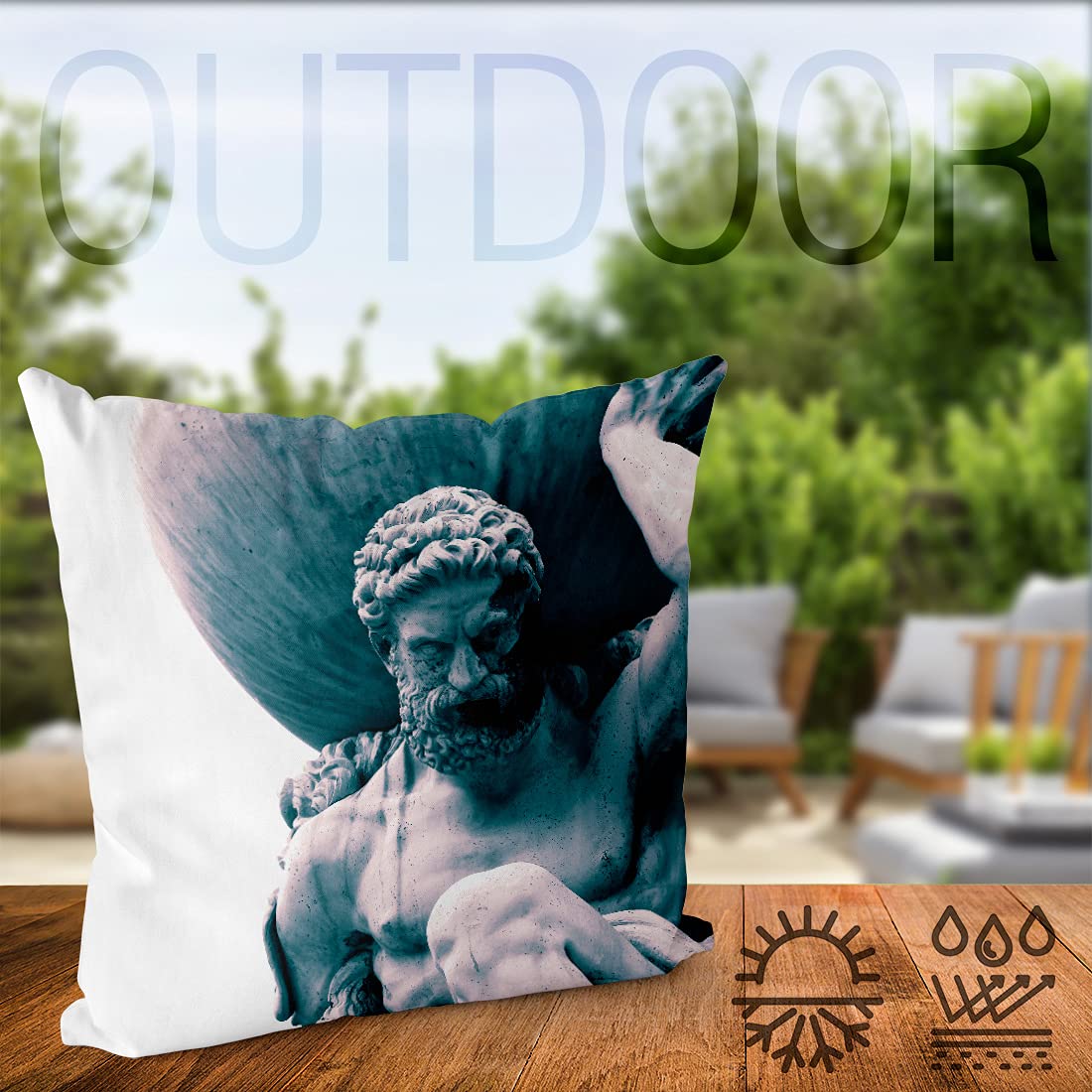 VOID Federa Per Cuscino Decorativa Blu In Poliestere Impermeabile - 40x40 Cm, Con Chiusura In Metallo, Uso Interno/esterno
