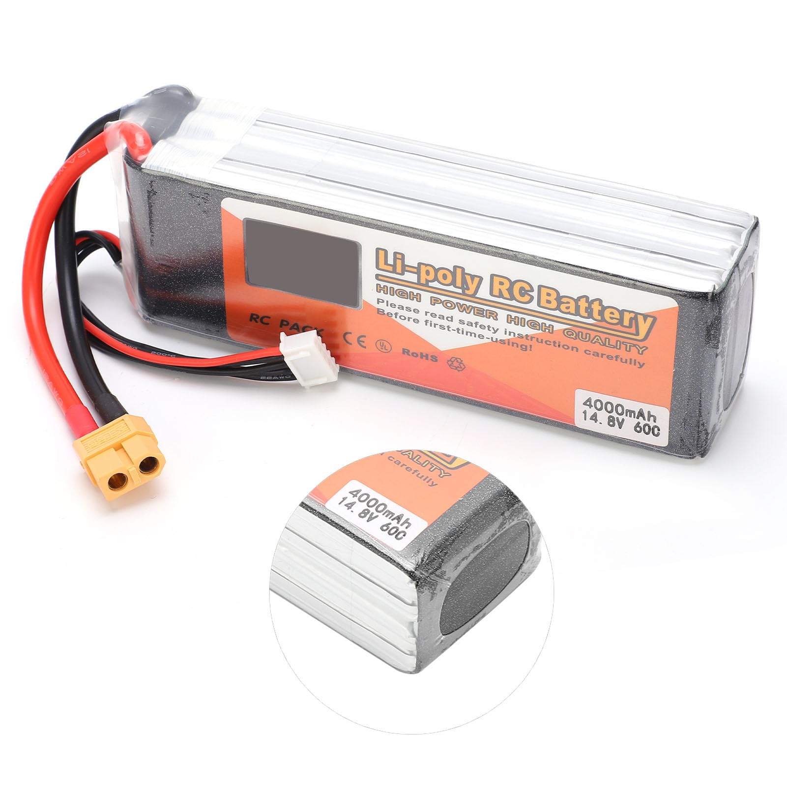 Batteria Lipo 14,8 V 4000 mAh 4S 60C per droni per barche RC Alimentatore a lunga durata