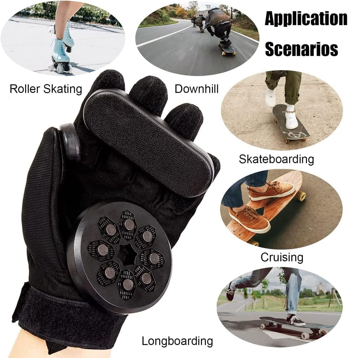 Guantes de Skateboard con Chispa, Deslizamiento Cuesta Abajo y Longboard Estándar - Frenos de Descenso para Hombres