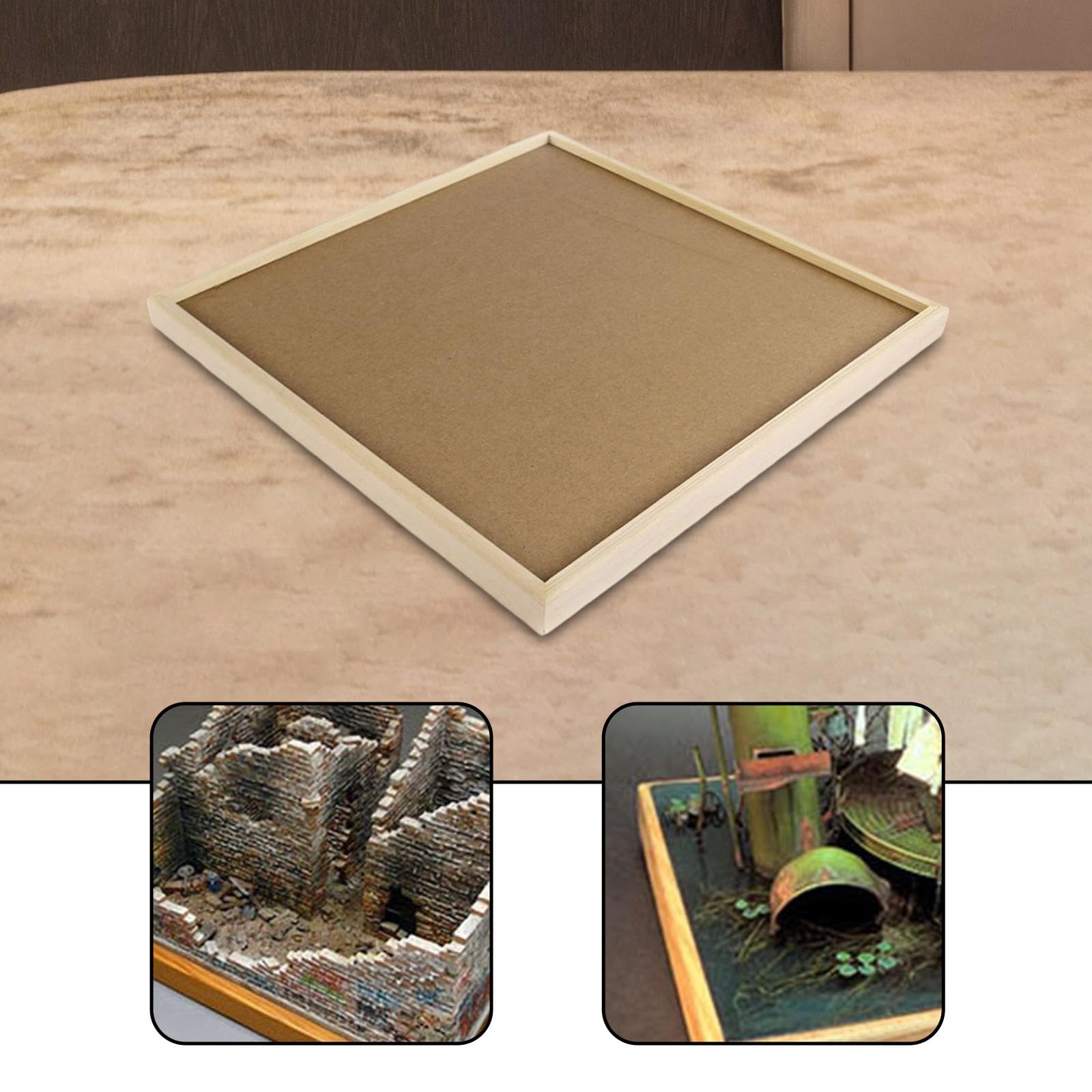 Base per Diorama, Tavola per Diorama in Legno, Vassoio per Scene per Assemblare Miniature E Figure per Creare Paesaggi, Materiale per Modellismo, 29.7 Cm X 29.7 Cm