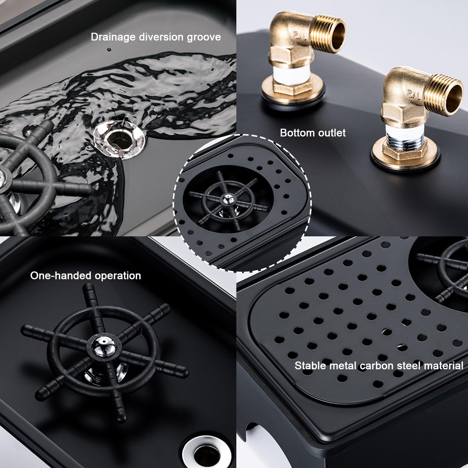 Dispositivo de descarga automática for fregadero de cocina, acero inoxidable, con apertura desde el fregadero, lavavasos automático con desagüe y bandeja de goteo for hoteles, bares, café, leche, té,