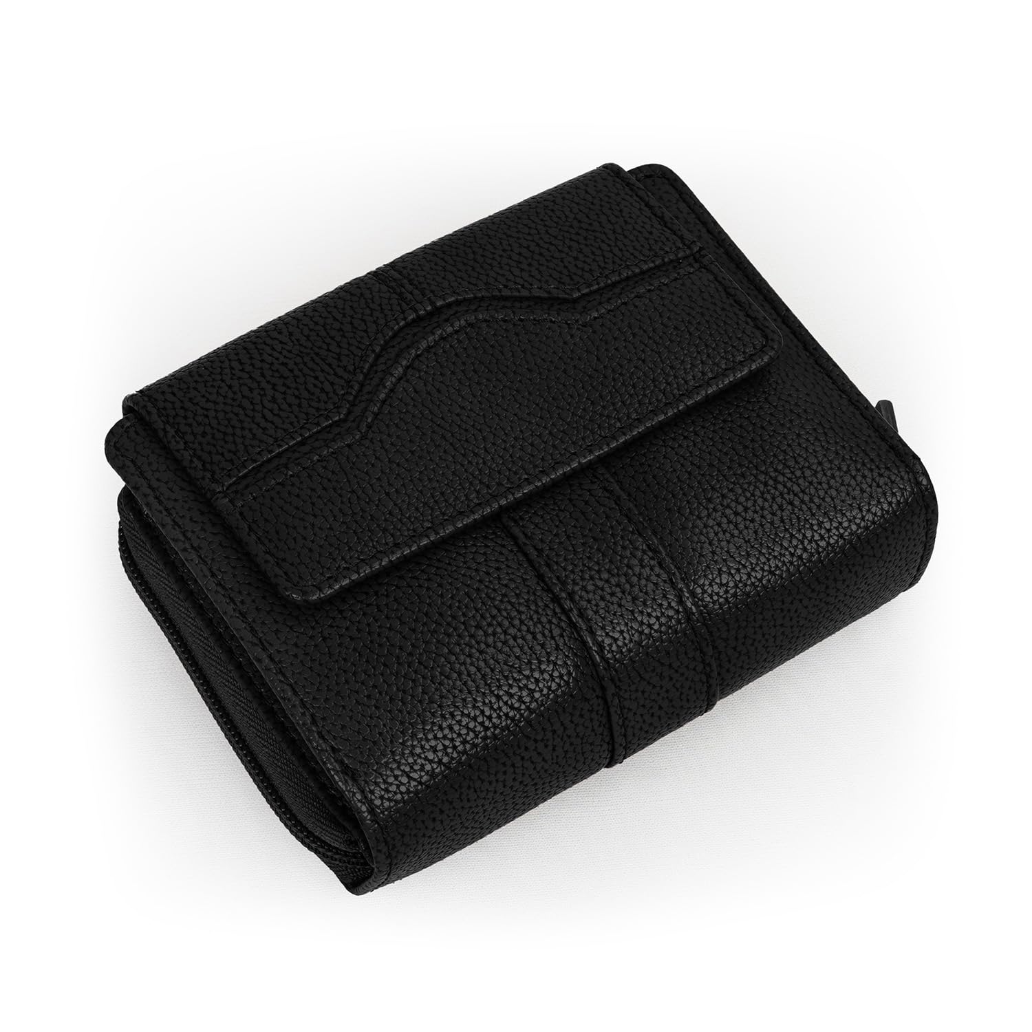 Elegant Women's Wallet, Button Closure, Daily Use-Multi Card Slots-Zippered Coin Pocket-Black