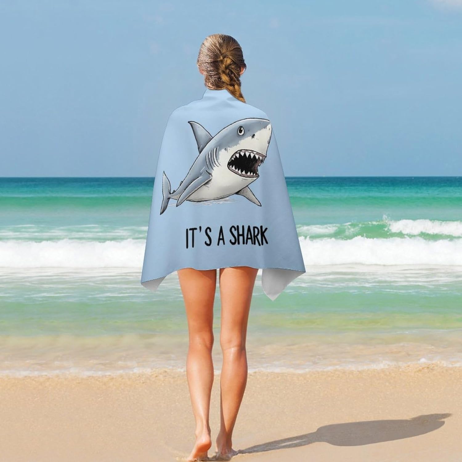 It's A Shark Oversized Beach Towel Soft Absorbent Pool Bath Swim Towels for Adults Travel Vacation Gifts 130x80cm