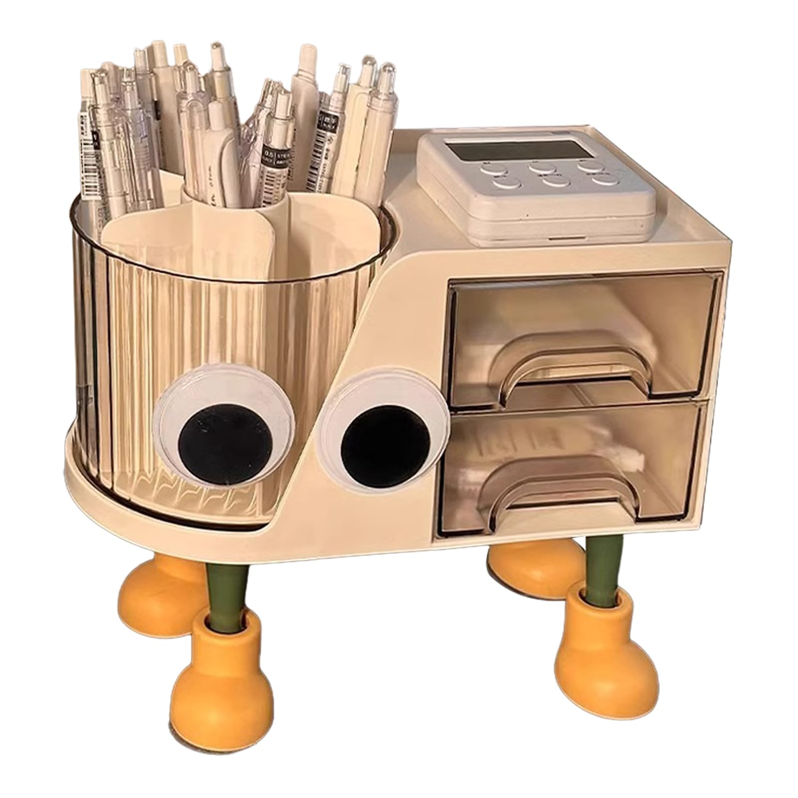 Glifora Pencil Holder - Large Capacity 360 Degree Rotating Desk Organiser, Multi-Layer Zoning Storage Solution for Pens, Rulers and Scissors, Office Desktop Rack