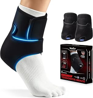 Welnove Achilles Tendonitis & Ankle Brace – Heel Lock Support for Ankle Dorsiflexion Relief, Adjustable Achilles Tendon Support Compression Pad for Men Women Heel Protectors (1 Pair,Size S, Black)