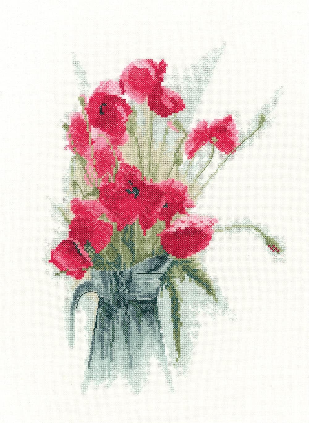 Heritage Crafts Jug of Poppies Cross Stitch Kit
