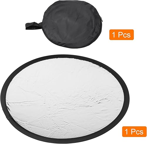 Miniatura 3 de PATIKIL Reflector de luz de fotografía de 24 pulgadas, panel difusor de nailon de doble cara para fotos de estudio, platablanco