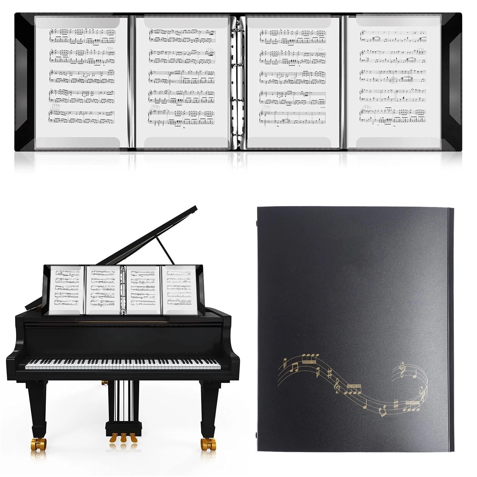 Carpetas Para Partituras Carpeta de partituras 4 páginas, carpeta A4 desmontable con capacidad 52, for teclado Piano, violín y violonchelo Para Partituras Y Papel