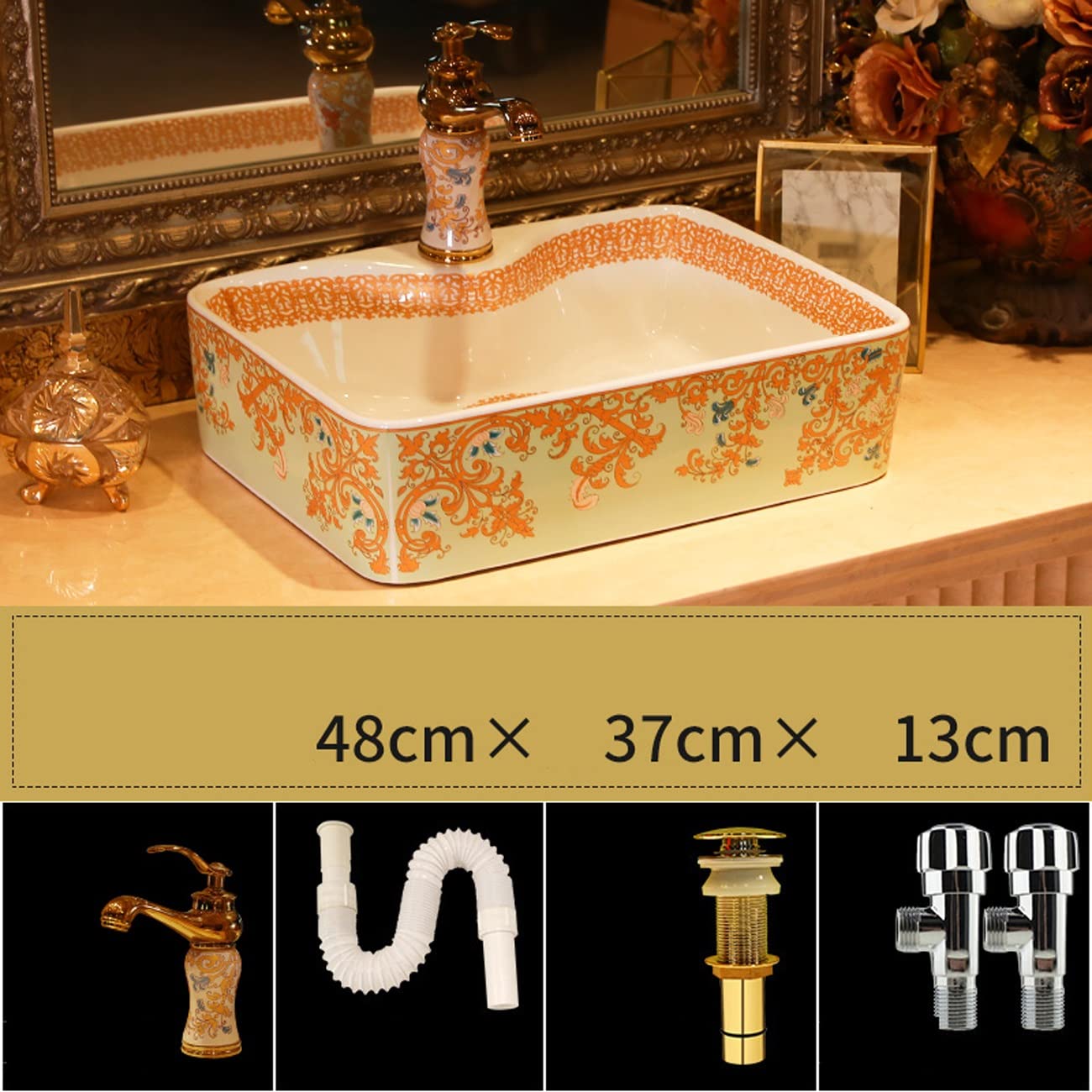 Umywalka łazienkowa ceramiczna, owalna, nablatowa, 21,6" dł. x 15,7" szer. x 5,5" wys. Artystyczna porcelanowa umywalka ceramiczna nablatowa, umywalka łazienkowa,