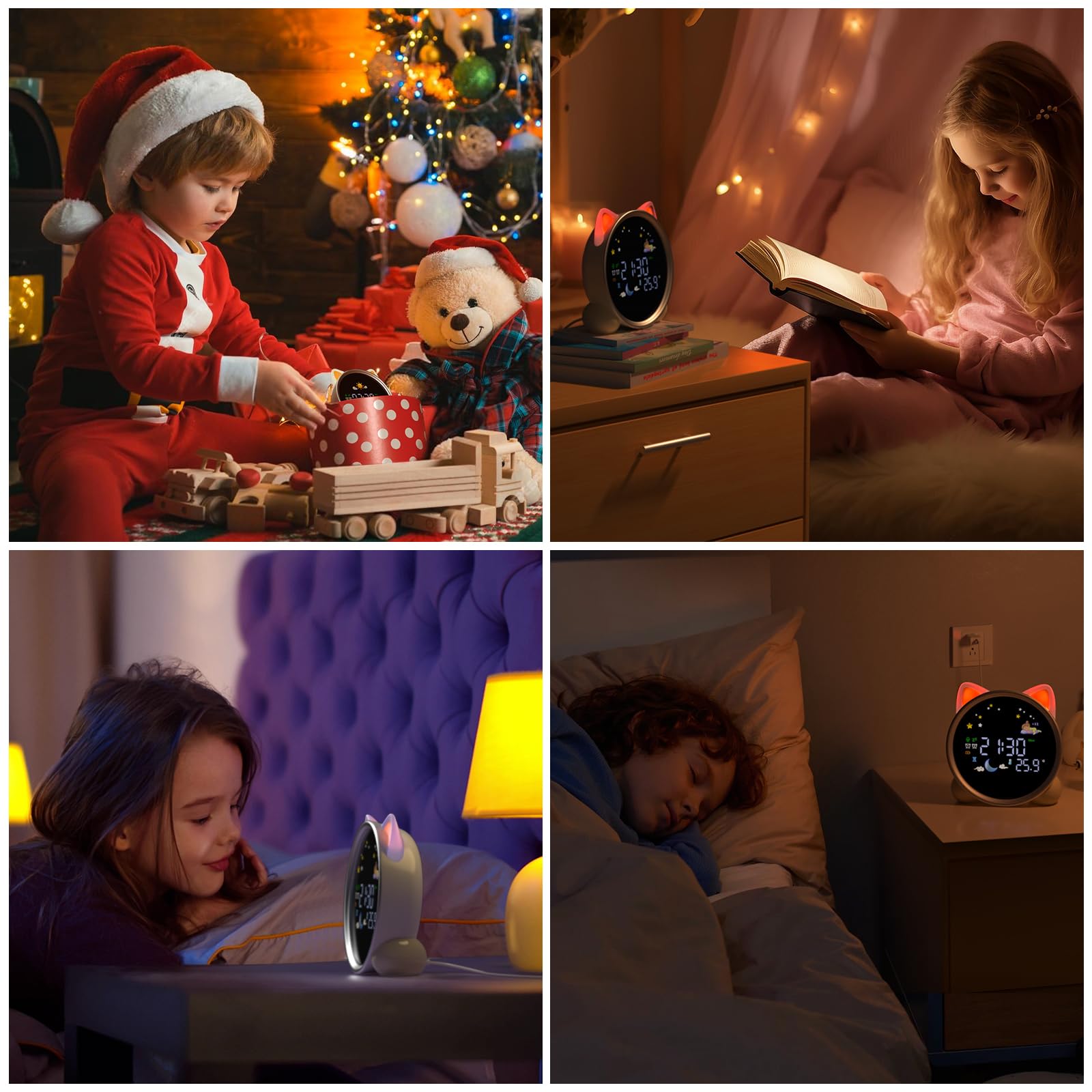 ANALOI Reloj despertador para niños, reloj OK to Wake para niños, reloj para permanecer en la cama y entrenamiento de sueño, temporizador de siesta, detección de temperatura, bonita decoración de
