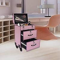 Vista 8 de TFCFL Estuche de tren de maquillaje con ruedas, organizador de cosméticos, estuche de viaje para cosméticos, estuche de tren de cosméticos