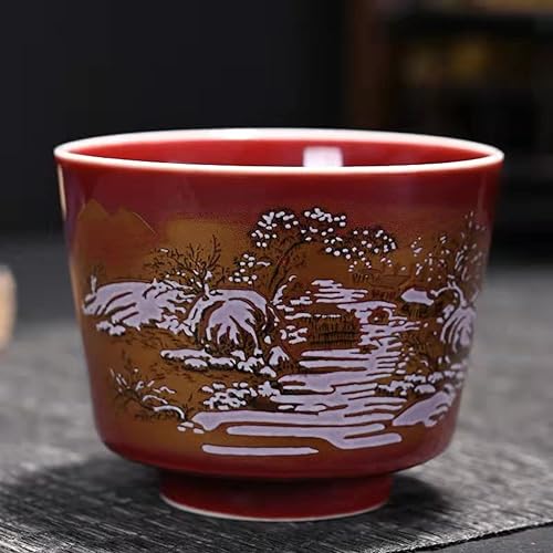 Miniatura 8 de Juego de 4 tazas de té de cerámica china Kung Fu juego de té de 4 piezas, esmalte tradicional de color de alta temperatura, adecuado para el hogar,
