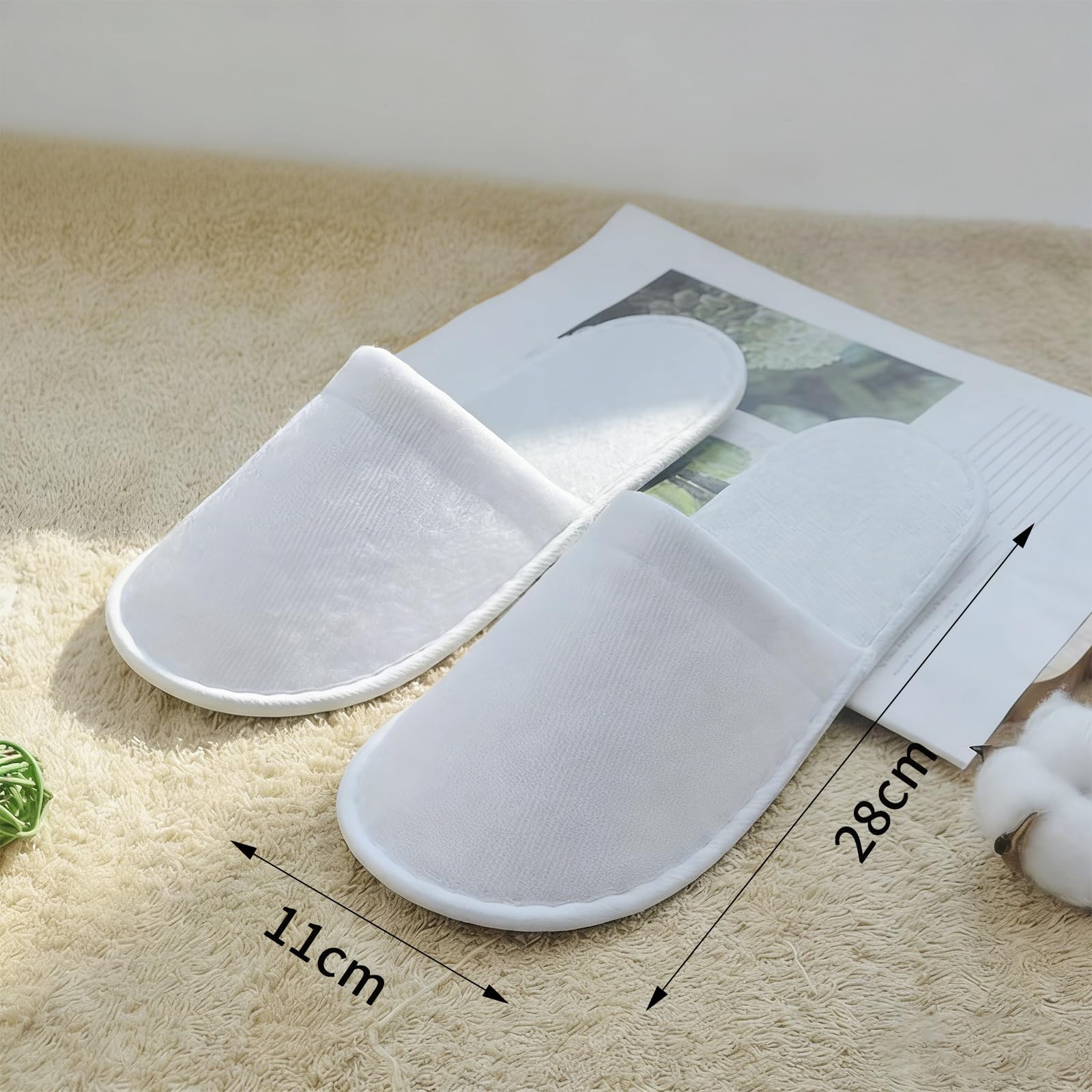 Set di 3 paia di pantofole antiscivolo, adatte per hotel, spa, casa e viaggi; pantofole usa e getta, unisex.
