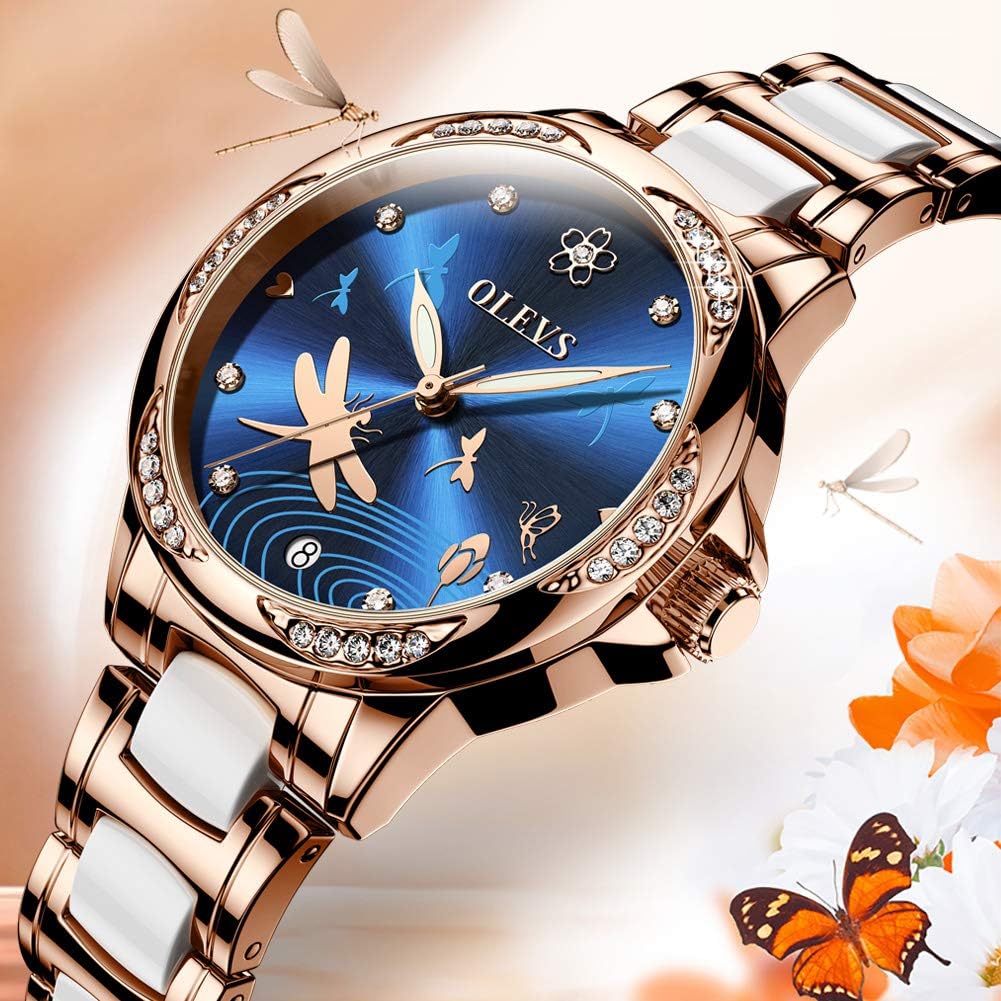 OLEVS Watches for Women Automatic Mechanical Self Winding Rose Gold Ladies Watch Diamond Dress Ceramic Bracelet Waterproof Female Wrist Watch - Image 9