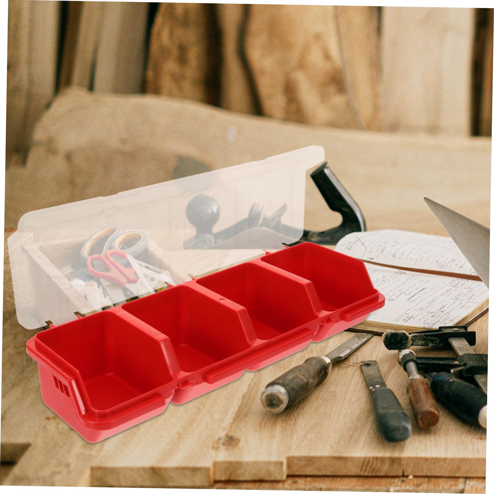 Lurrose 3 Series Caja De Almacenamiento De Tornillos Contenedores Con Tapas Compartimentos Tapado Caja Organizadora De Tornillos Caso De Tornillo Páginas Rojo 2 Piezas X 3