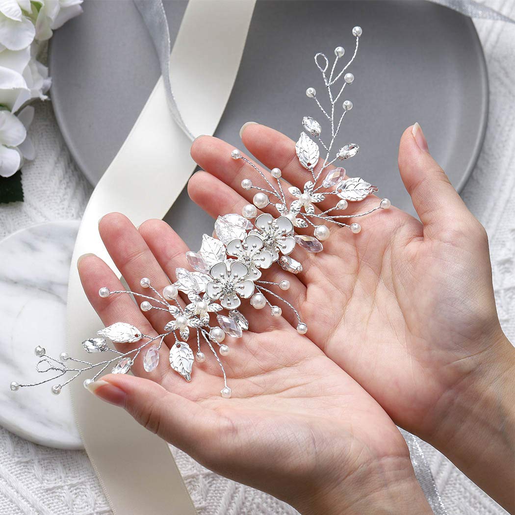 GORAIS Bride Wedding Hair Vine Flower Hair Piece Rhinestone Bridal Headpiece Hair Accessories for Women - Image 5