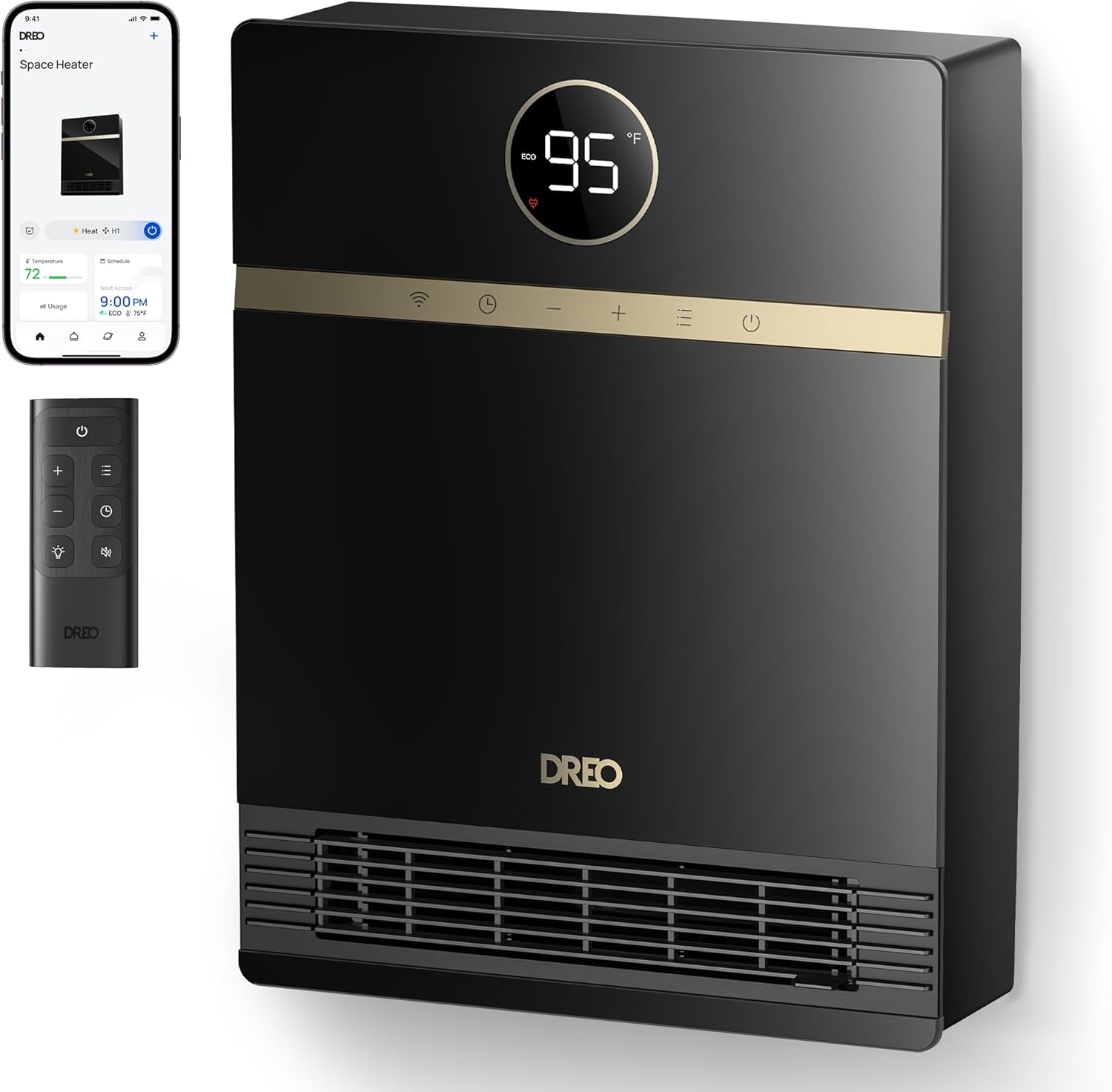 Dreo Smart Wall Heater, IP24 Electric PTC Space Heaters for Indoor Use ...