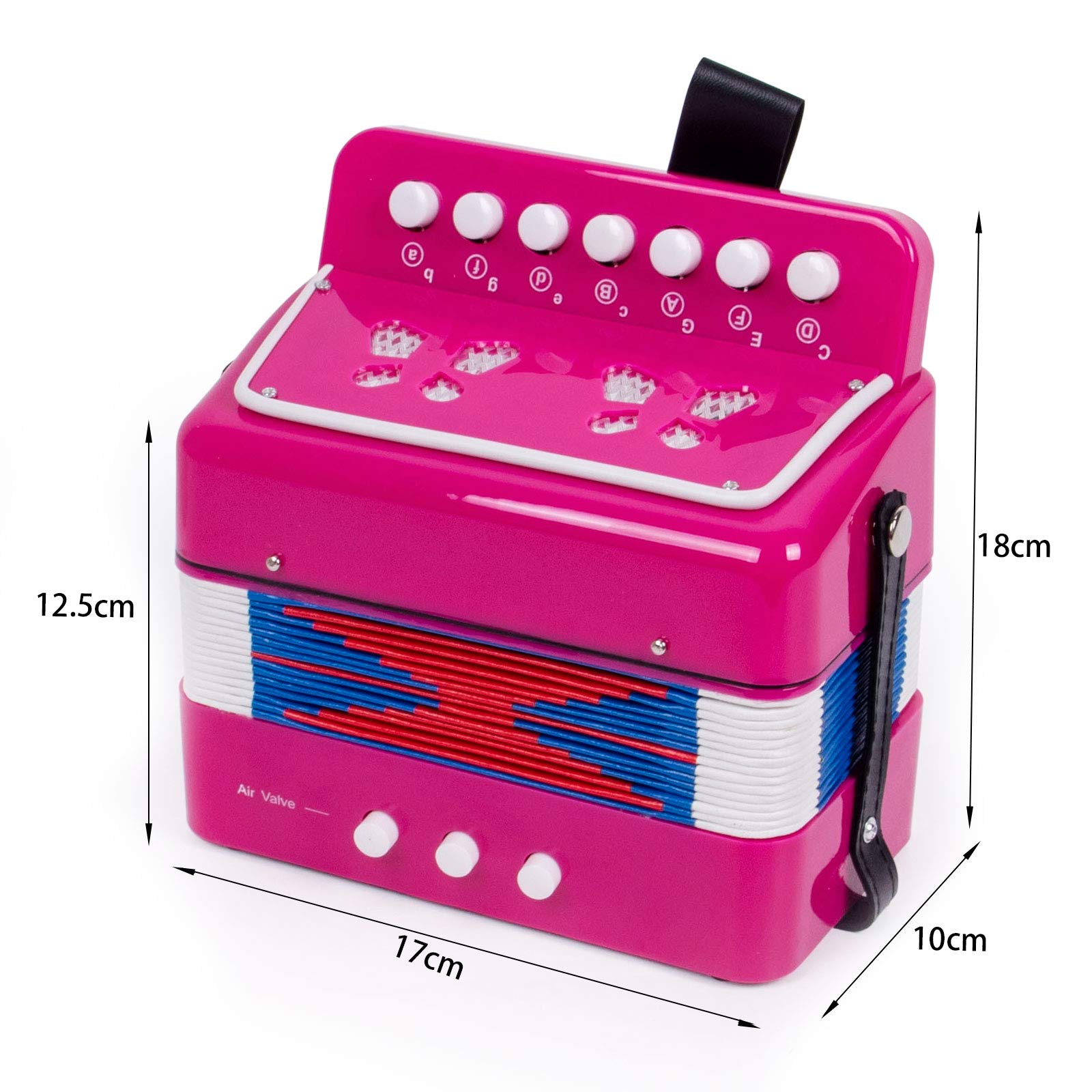 Horse Fisarmonica a Bottoni da 10 tasti Principianti Strumenti Musicali per Bambini Leggeri e Rispettosi Dellambiente(rosa)