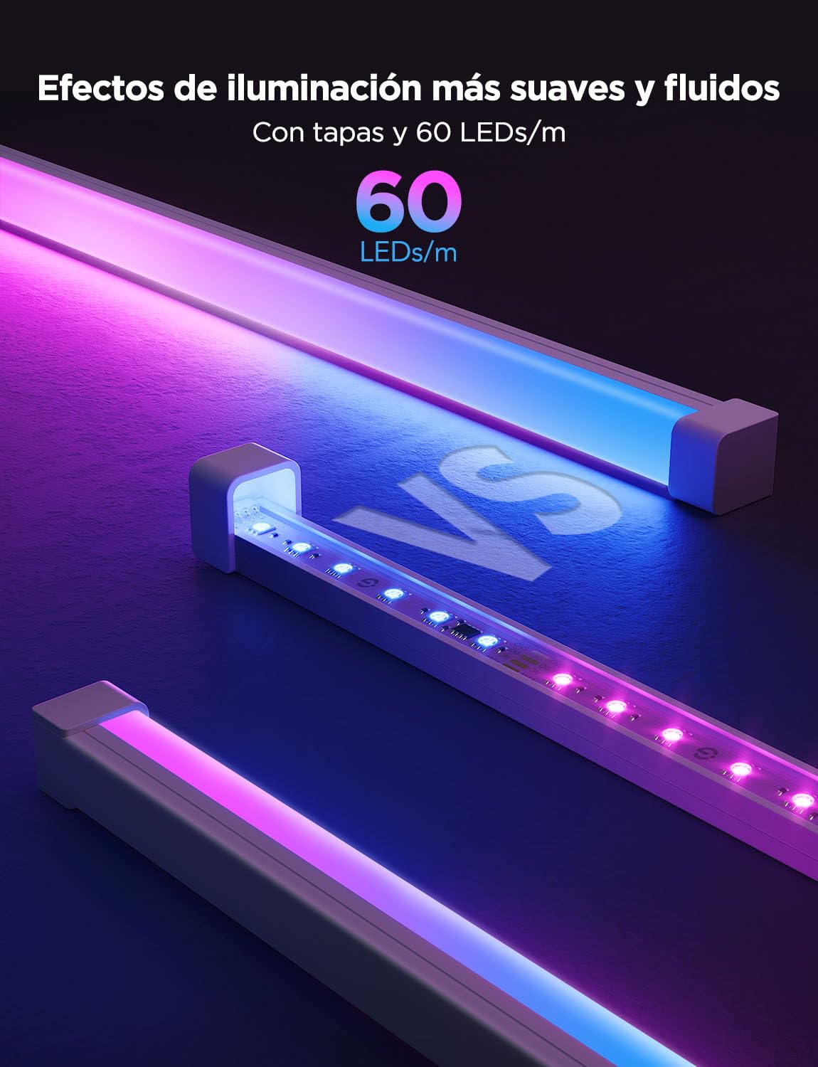 Govee Tiras de LED RGBIC Inteligentes con Cubiertas 5m, Perfil para Alexa | Compatible con Google Assistant, control inteligente por secciones, tiras de luces aptas para dormitorios, zócalos, despachos
