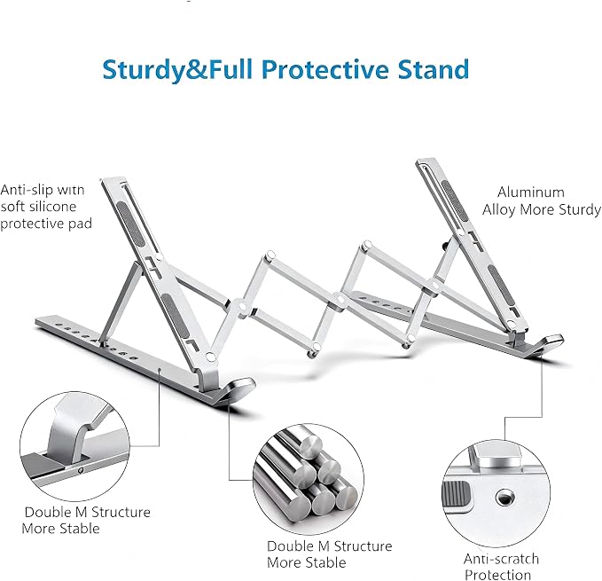 Soporte Ajustable 7 Ángulos para Laptop 10-17" Aluminio Plateado miniatura 2