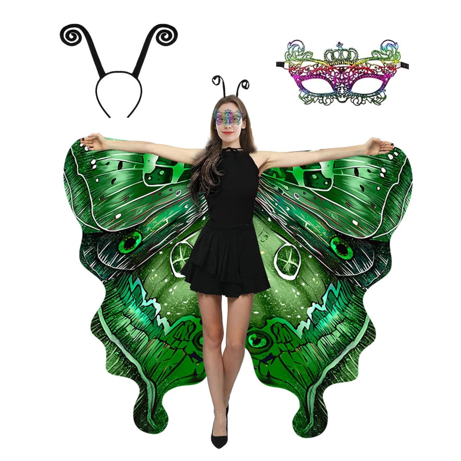WhiteUniQoon Double-Sided Printing Butterfly Costume for Women, Halloween Costumes Adult Butterfly Wings for Women 015 โ image 1