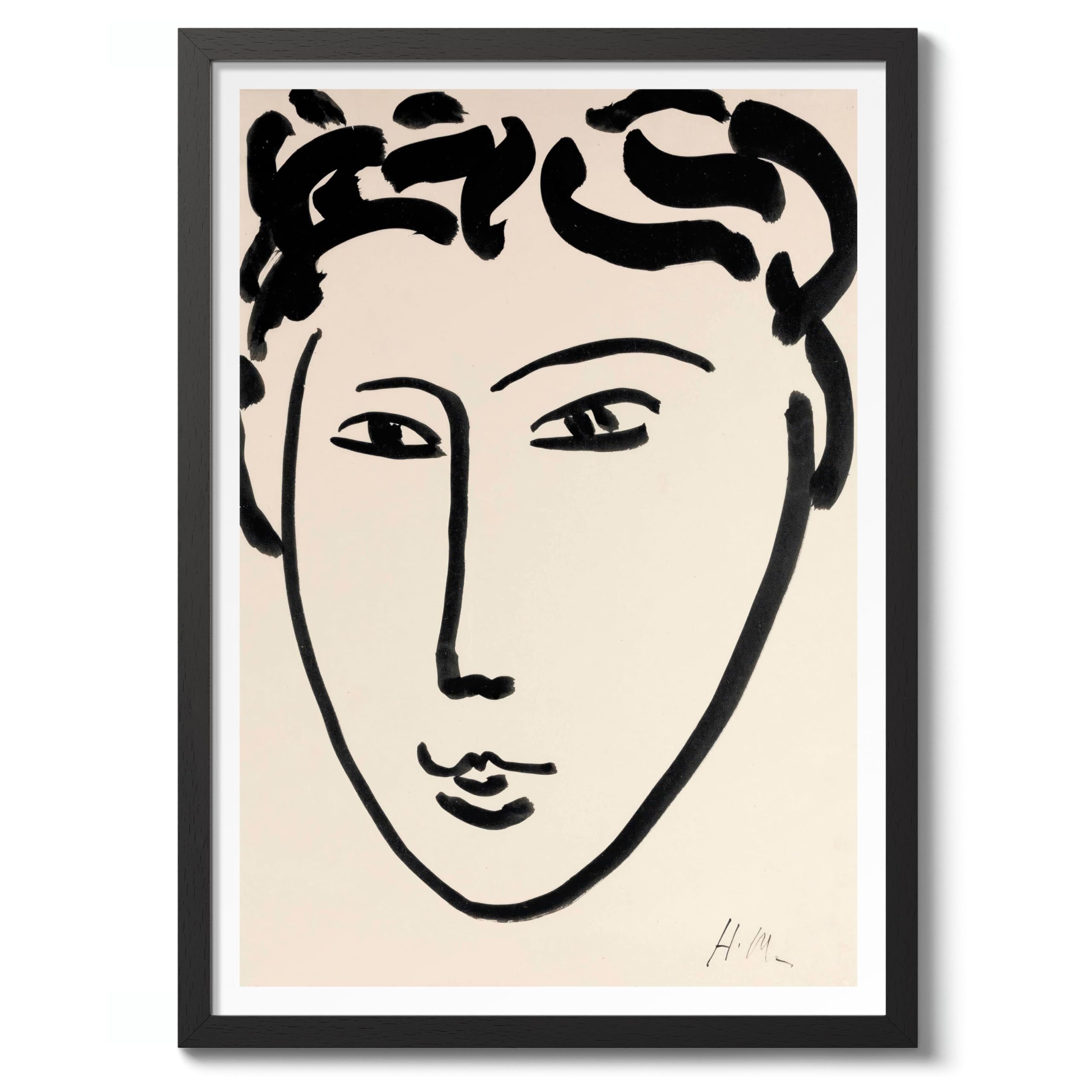 Tête De Femme Ii Henri Matisse Poster. Classic Art Painting Print, Art Exhibition Neutral Wall Art, Modern Minimalist Home Decor Picture, Archival Matte, A3 (Black Frame) - 42x29.7cm
