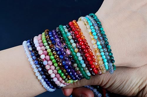 Miniatura 6 de Eswala Pequeñas cuentas de piedra natural para hacer pulseras, joyas, tamaño pequeño, cristal de piedras preciosas facetadas de 0.116 pulgadas, 150