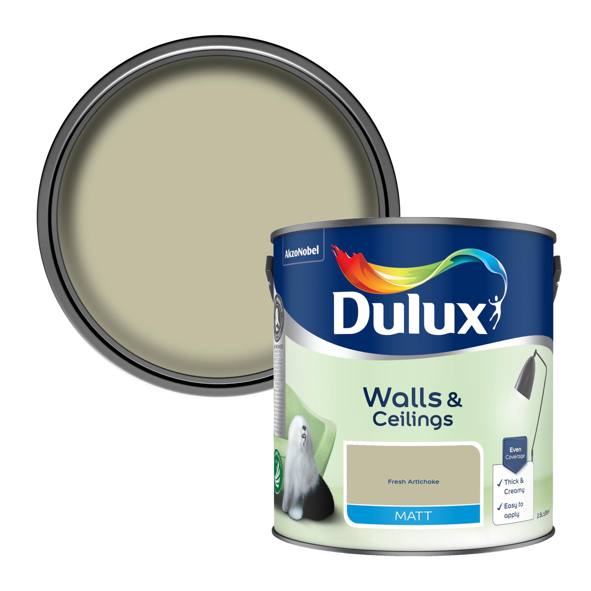 Dulux Matt Emulsion Fresh Artichoke 2.5l Interior Paint