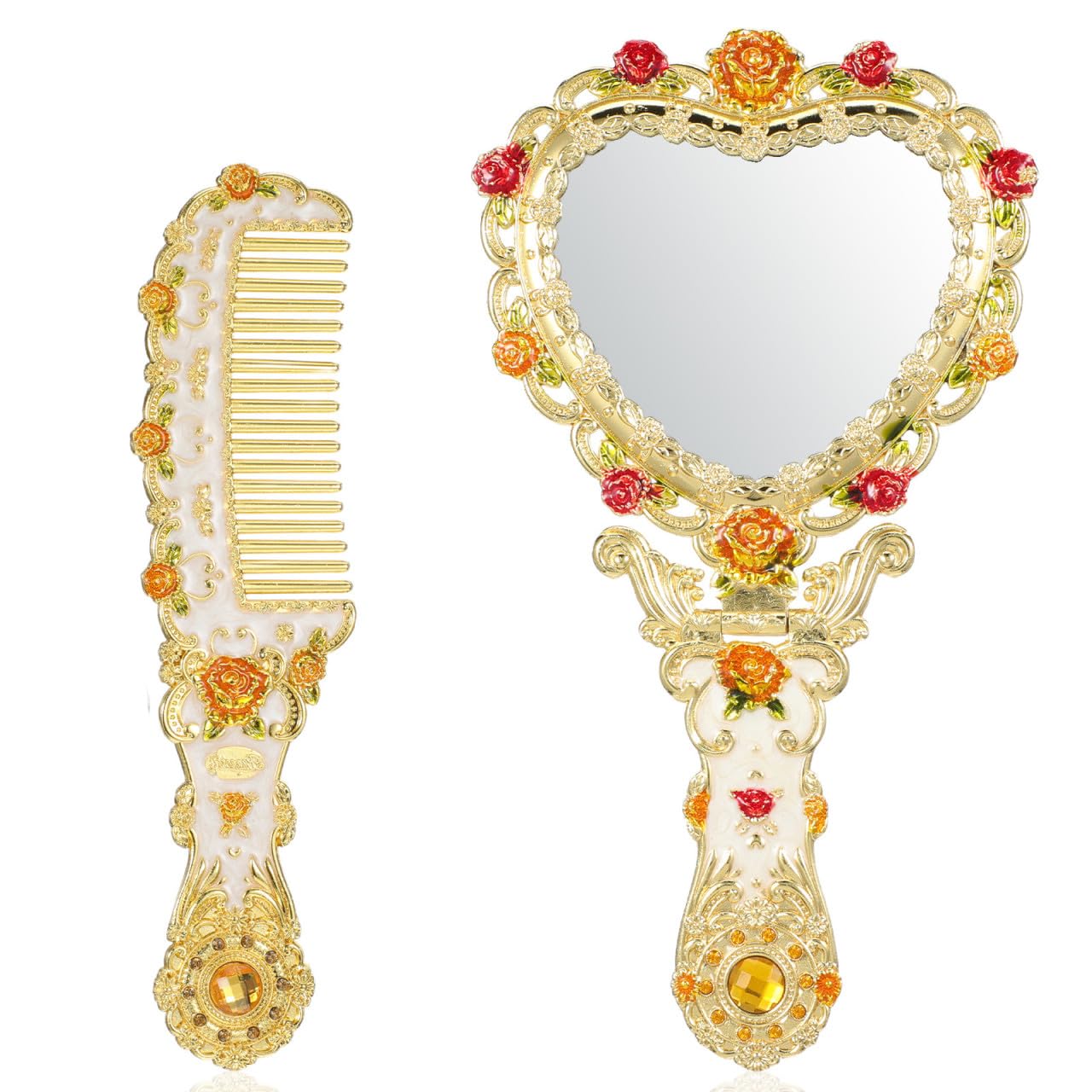 Miroir de maquillage pliant avec poignée pour retouche facile