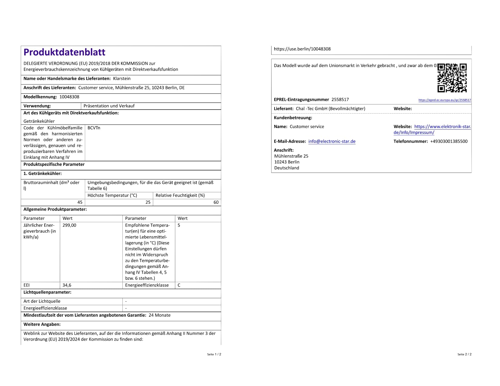 Klarstein Audrey Evo lodówka na napoje 45 l – lodówka na napoje ze szklanymi drzwiami, oświetlenie LED, regulacja temperatury 0–10°C, cicha praca