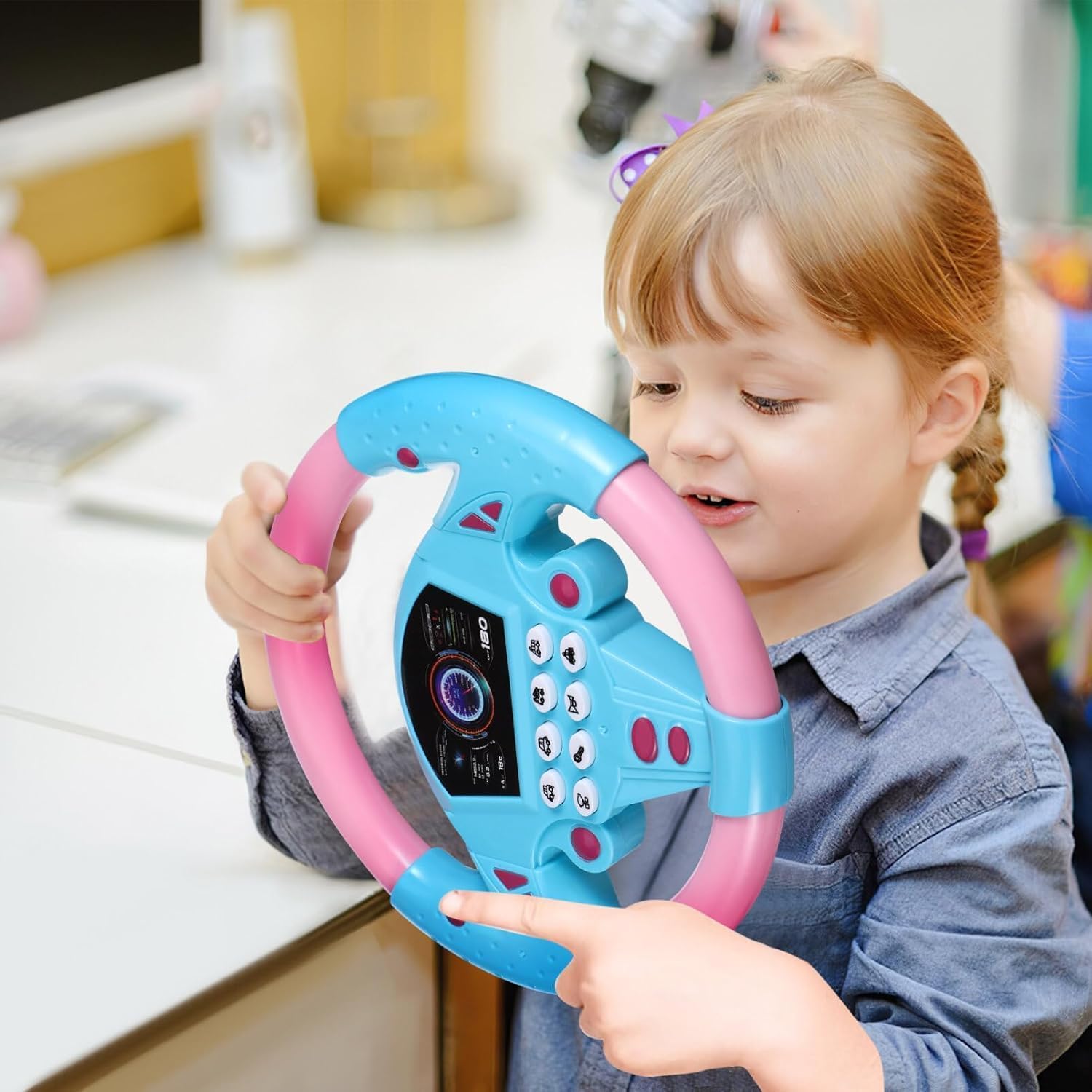 JHBK Kids Steering Wheel Toy, Steering Wheel for Kids in Car, Wheel Toy, Musical Sound , Car Backseat Toy for Toddlers, Fun Learning Driving Toy for Boys & Girls (Multicolor-pack1) 2