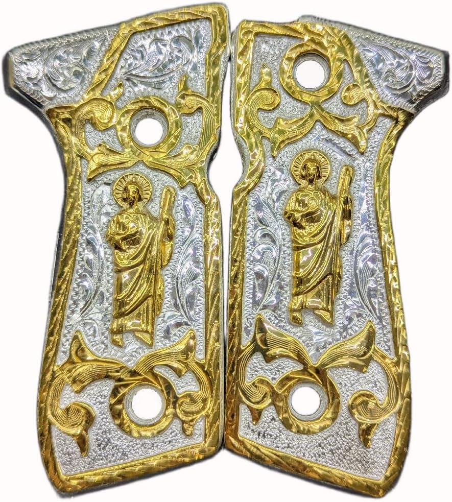 Grips for Beretta Gun St Jude Model with Gold Plated and Silver Plated Includes Screws.