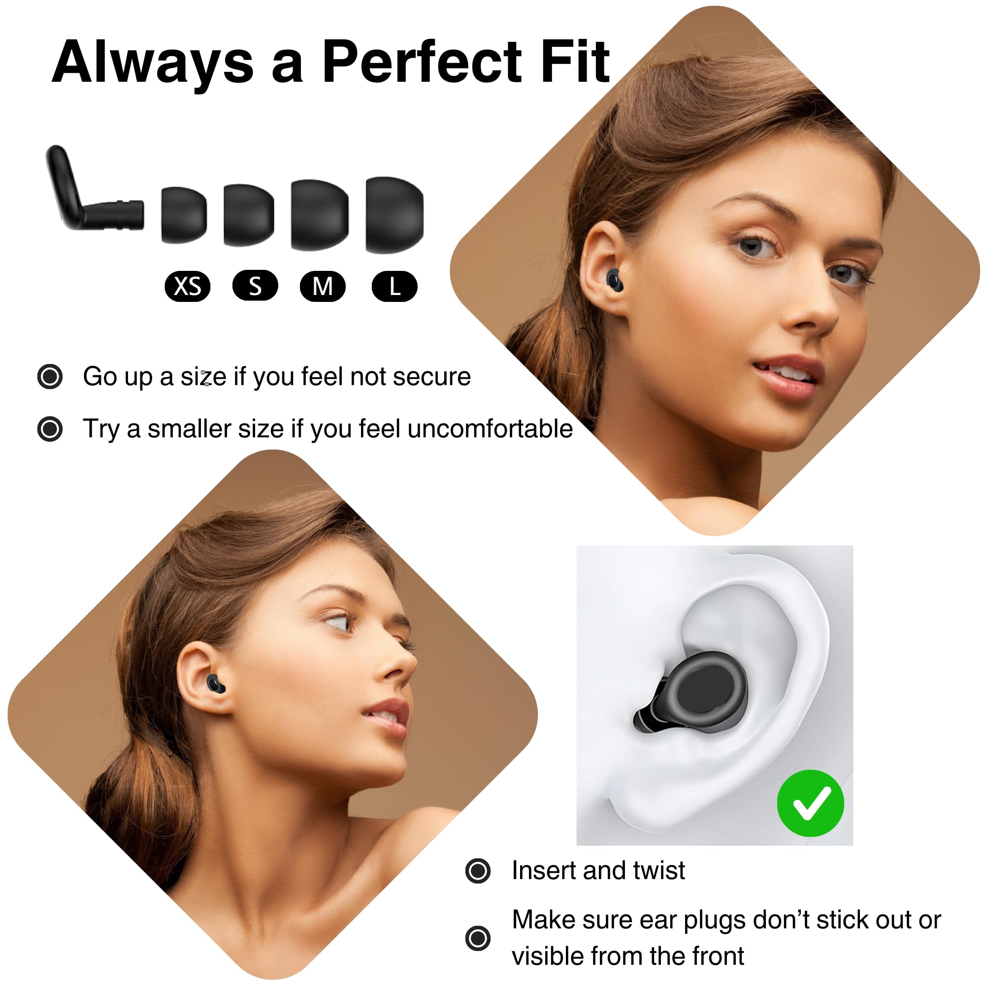 Tapones para los oídos para dormir con cancelación de ruido, protección auditiva de 45 dB, reutilizables, tapones de silicona súper suaves para conciertos, natación, bloqueo de ronquidos y
