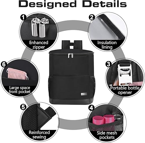 Vista 2 de Mochila Nevera Aislada para Exteriores - Mochila Nevera a Prueba de Fugas 30 Latas, Bolsa Nevera Impermeable Ligera para Retención de Calor/Frío
