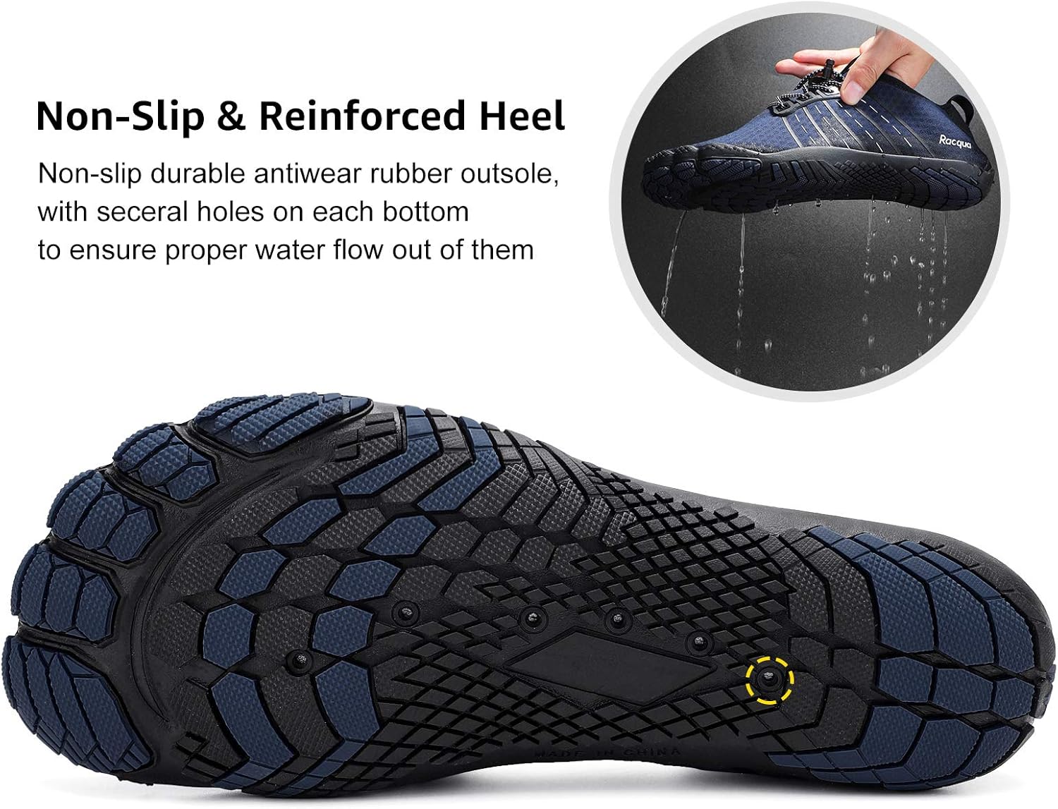 Racqua Water Shoes Quick Dry Barefoot Beach Aqua Sport Swim Surf Pool Hiking Diving Walking for Men Women - Image 5
