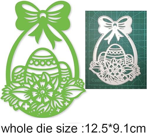 Miniatura 3 de Troqueles de metal para huevos de conejo de Pascua, diseño de huevos de Pascua, cesta de flores, plantillas cortadas para álbumes de recortes, álbum