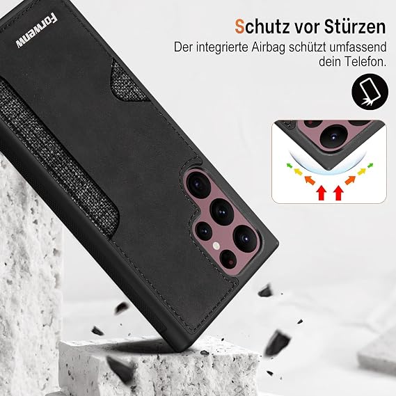 Handyhülle für Samsung Galaxy S26 Ultra Hülle Mit Kartenfäch Lederrückseite Handyhülle Galaxy S26 Ultra Hülle Ultra Dünn Silikon Stoßfest Schutzhülle für Samsung S26 Ultra 5G Hülle mit Kartenhalter