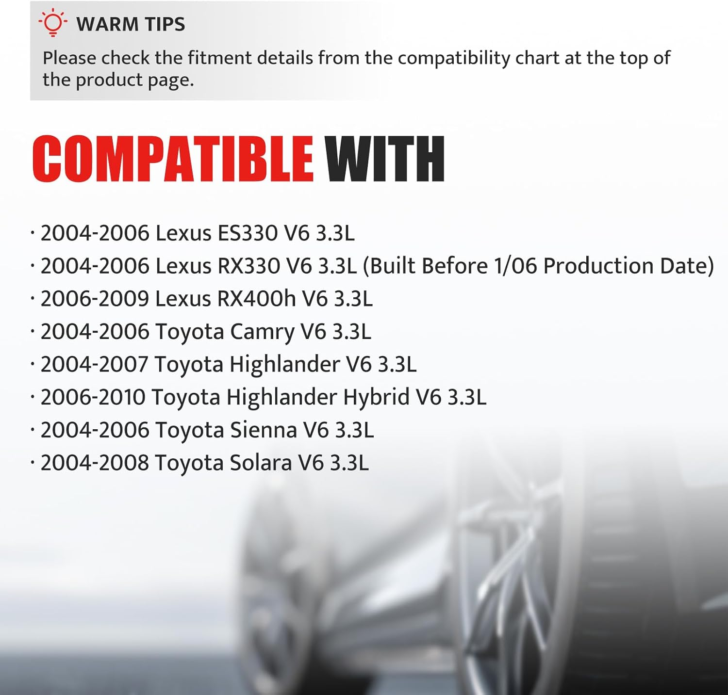 Ignition Coil Pack compatible with 3.3 3.3L V6 Toyota Camry Sienna Highlander Solara, Lexus RX330 ES330 RX400h 2004 2005 2006 2007 2008 2009 2010, UF506 C1452, Set of 6