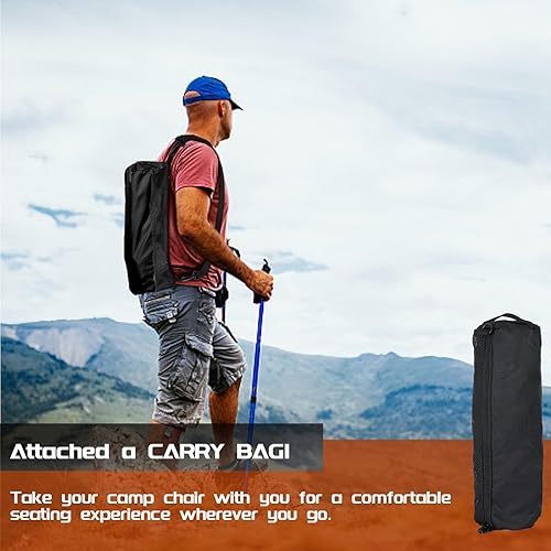Miniatura 6 de SHINNUO Silla de camping portátil, silla plegable para mochileros de playa para adultos, senderismo, escalada, picnic para exteriores con bolsa de
