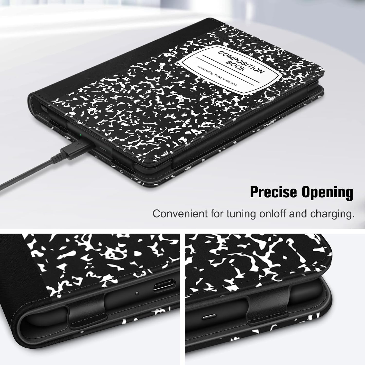 Fintie Case for 6" All-New Kindle 11th Generation 2024/2022 Release - Book Style Folio PU Leather Shockproof Cover Auto Sleep/Wake for Kindle 2024/2022 11th Generation e-Reader, Composition Book