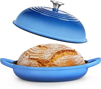 P&P CHEF Bread Dutch Oven for Sourdough, 5.5 Quart Enameled Cast Iron Dutch Oven Pot with Lid for Homemade Bread Baking, Easy to Clean & Even Heat, Blue