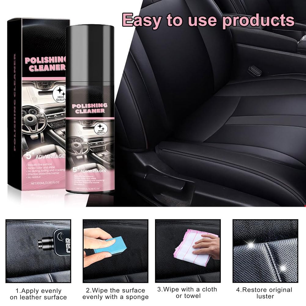 Rakiuty Interior Beauty Spray,Multifunctional Car Cleaner,Car Interior Spray,Polish Cleaner for Car Interior,Car Plastics Car Interior Cleaner,Spray para Pulir Interiores de Automóviles