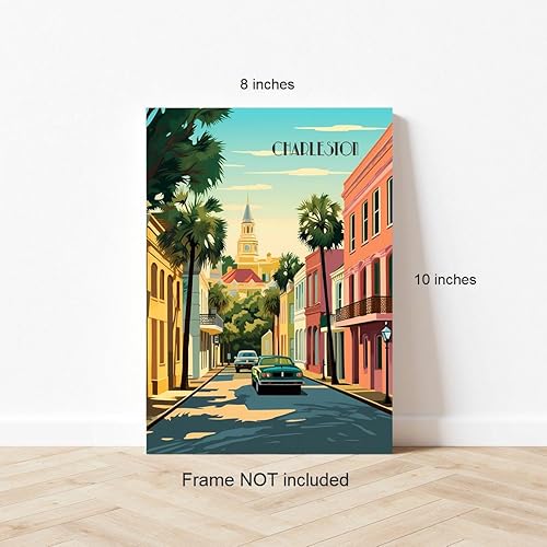 Miniatura 2 de Turnip Designs 8X10 sin marco Charleston Carolina del Sur Retro Ciudad Urbano Paisaje Arte Impresión Póster Ilustración Decoración del Hogar RC005