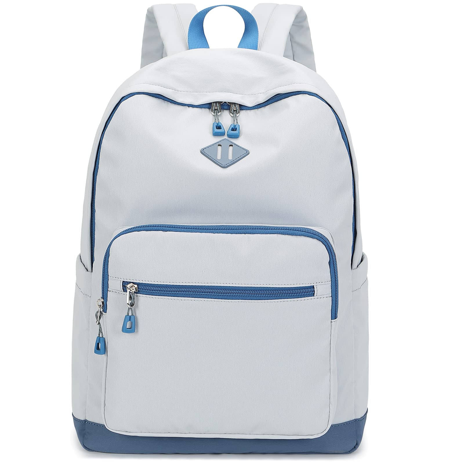 Lohol Classic Backpack for Girls Boys Teens, Lightweight Bookbag for School Travel College (Grey/Blue)