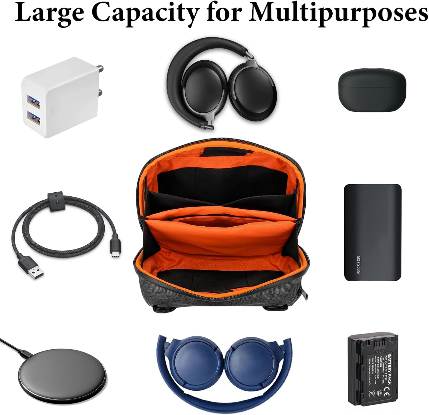 Geekria Elite Headphones Pouch Compatible with Bose QC Ultra, JBL Tour ONE M3, Sony WH-1000XM6 and More, Soft Shell Replacement Protective Travel Carrying Bag with Cable Storage (Dark Grey)