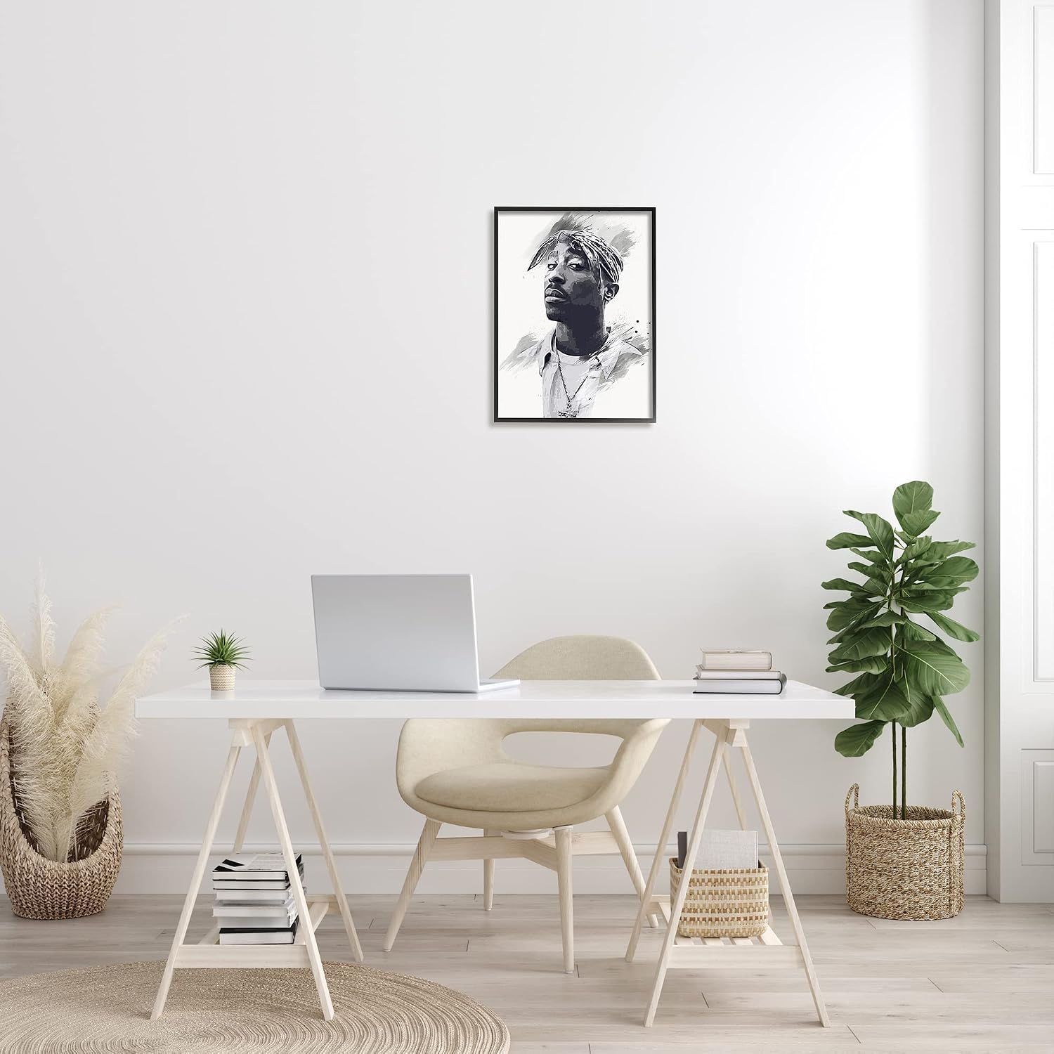 Stupell Industries Tupac Modern Portrait Abstract Pattern Black White